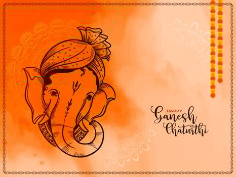 Happy Ganesh Chaturthi Indian religious festival background vector