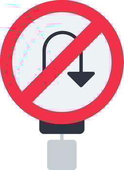 No U-Turn Flat Icon vector