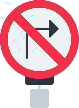 No Right Turn Flat Icon vector