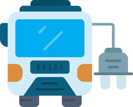 Electric Bus Flat Icon vector