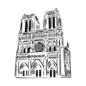 Notre Dame Cathedral sketch vector