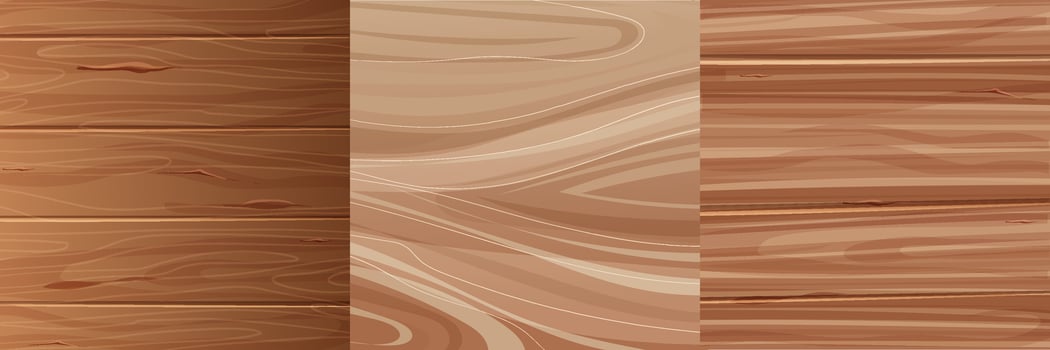 Set wood templates annual rings texture top view surface. Tree material, plank or panel. Stamp of tree trunk natural timber. vector