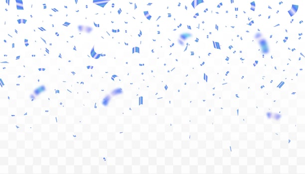 Celebration party banner with blue confetti background. Grand Opening Card luxury greeting rich. ribbons, holiday, vector