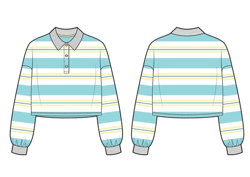 Cropped polo with stripes, fashion illustration vector