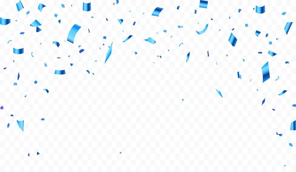 Luxury confetti flying for celebration party banner. Falling shiny blue confetti isolated on white background. vector