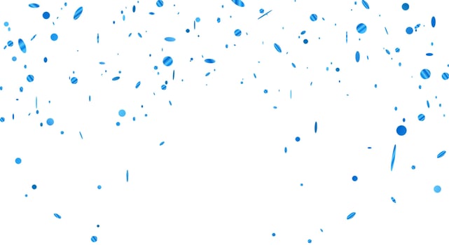 Blue confetti template. Shiny ribbons falling on background. Design template for party, celebration and birthday. vector