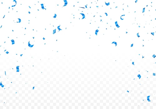 Blue confetti background isolated on white background vector