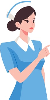 Woman nurse hand pointing flat art illustration vector
