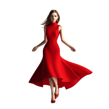 3D Rendering of a Woman in Red Dress on Transparent background AI-Generative png