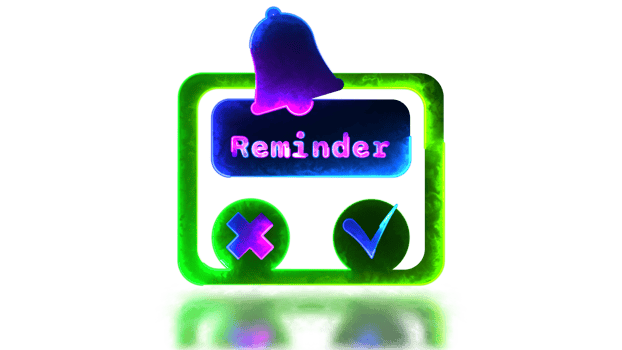 Neon light reminder bell window png