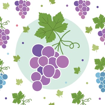 Seamless pattern of cute grapes, white background vector