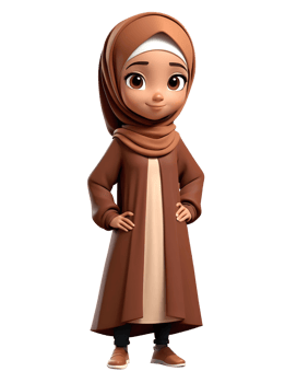 3D illustration of a beautiful Muslim child wearing a headscarf png
