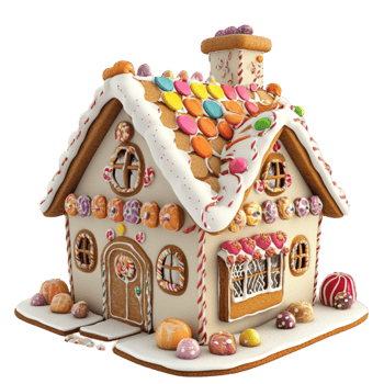 Gingerbread House with Candy AI-Generative png