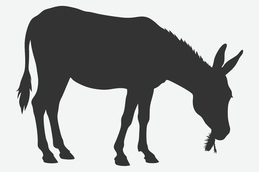 Elegant Donkey Eating Silhouette Art vector