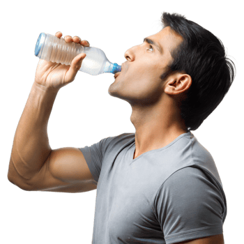 Man drinking bottled water, staying hydrated during a break png