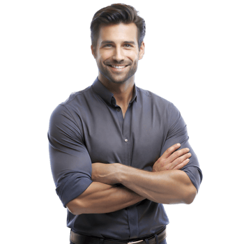 Man in casual shirt with arms crossed, showing confidence png