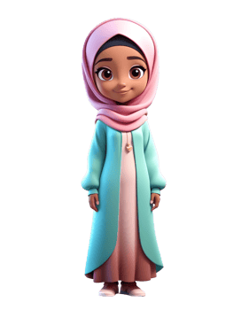 3D illustration of a beautiful Muslim child wearing a headscarf png