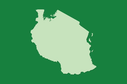 Tanzania map with single land area using green color on dark background vector