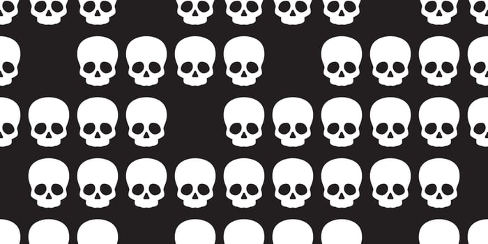 skull seamless pattern Halloween crossbones pirate ghost cartoon scarf isolated repeat wallpaper gift wrapping paper tile background doodle illustration symbol clip art design vector