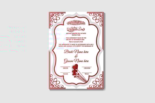 Nikkah Islamic Marriage Certificate A4 size template Design vector