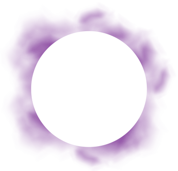 Circle cloud frame. Purple round steam fluffy air shape. Abstract realistic smoke border. Cloudy tunnel effect with space illustration png