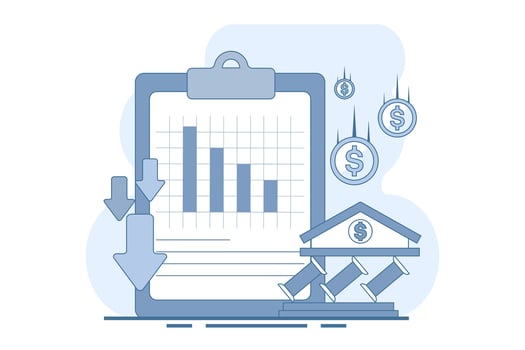 Financial crisis concept. Suffering from inflation, financial losses, economic and investment problems. Stock market crash, speculative financial bubble and recession. Flat illustration. vector