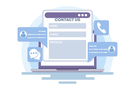 Customer support concept, customer service, online support, help desk, contact us form. Contact us, Customer care service, Online support, Hotline, Help desk. Flat illustration. vector