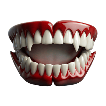 A close up of a mouth with a vampire toothbrush in it png