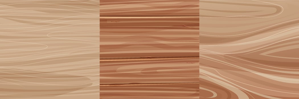 Set wood templates annual rings texture top view surface. Tree material, plank or panel. Stamp of tree trunk natural timber. vector