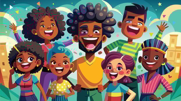 Black People in Joyful Reunions vector
