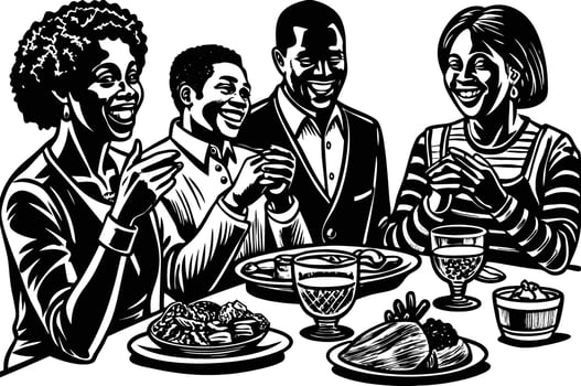 Black Families Eating a Healthy and Nutritious Breakfast vector