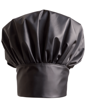 Classic black chef hat for kitchen use, high-quality transparent file png