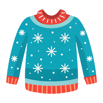 Illustration of a cozy sweater with winter snowflakes for holiday evenings png