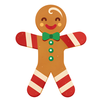 Gingerbread man on an isolated transparent background, for use in graphic design on the theme of Christmas png