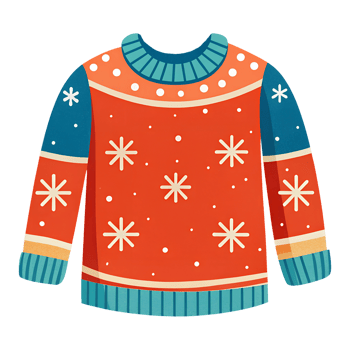 Illustration of a Christmas sweater with snowflake patterns for a festive mood png