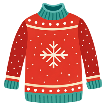 Illustration of a Christmas sweater with winter snowflake patterns for cold days png
