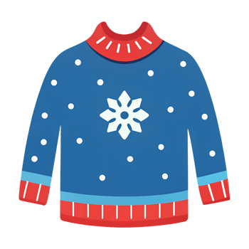 Illustration of a sweater with snowflake patterns for a festive look png