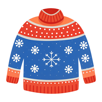 Illustration of a warm sweater with winter snowflakes for holiday events png