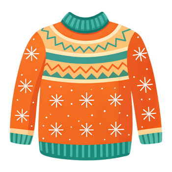 Illustration of a Christmas sweater with snowflake patterns for a winter mood png