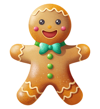 Gingerbread man for Christmas styling on a transparent background png