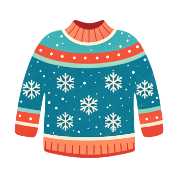 Illustration of a sweater with snowflake patterns for cozy holidays png