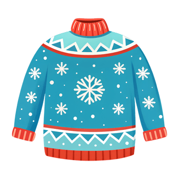 Illustration of an elegant sweater with snowflake patterns for Christmas festivities png