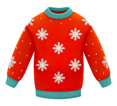 Illustration of a Christmas sweater with winter snowflake patterns for a special celebration png