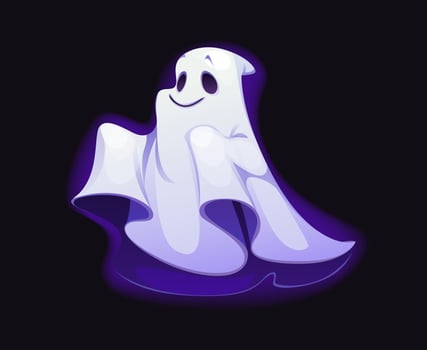 Cartoon Halloween ghost, scary spooky personage vector
