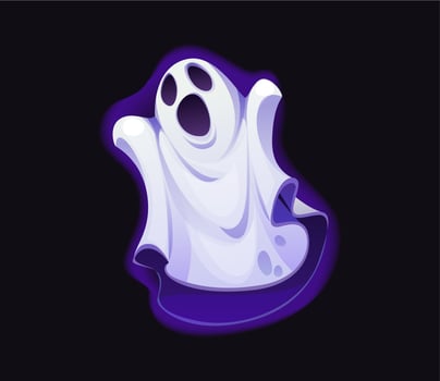 Cartoon Halloween ghost character, scary spook vector