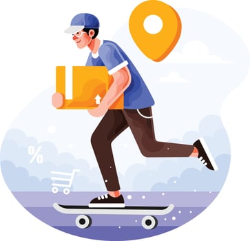 Delivery Service Order with Skateboard vector