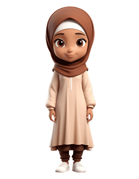 A 3d cartoon muslim girl in a hijab png