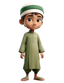 A 3d cartoon boy in a green outfit png
