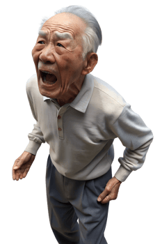 An old man is standing and has his mouth open. He appears to be in motion png