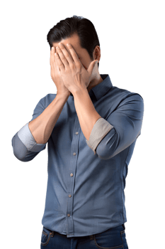 Young man covering her eyes isolated on a transparent background png